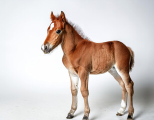 baby horse in the white background studio shot