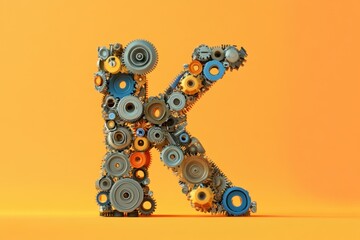 The letter K is made up of many gears