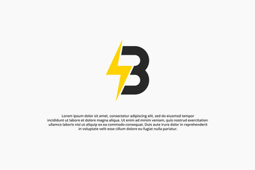 letter b electricity and lightning logo