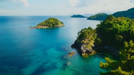 Fototapeta premium Aerial_view_of_the_serene_islands_of_the sea