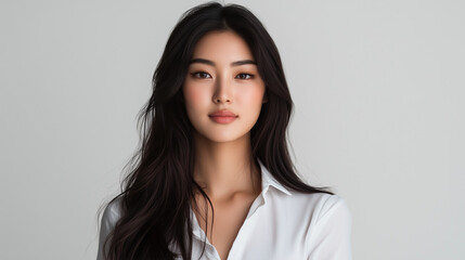 Obraz premium Professional Portrait of a Confident Stylish Businesswoman in Formal Attire Isolated on White Background