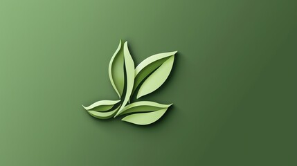 Three green leaves against a green background.