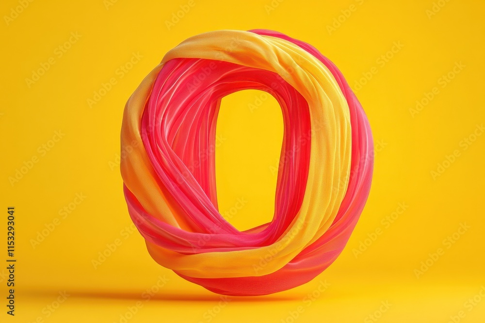 Poster a colorful twisted and knotted string is used to create the letter o