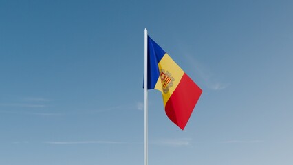 Andorra flag on blue sky 3d illustration image