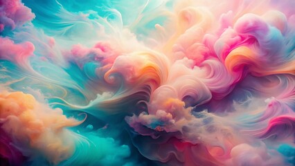 Obraz premium Pastel Swirl Abstract Background: Pink, Peach, and Aqua Fluid Art for Modern Design