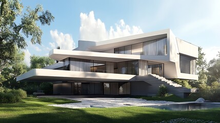 Luxurious modern home featuring innovative architecture, displayed in high-resolution imagery