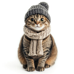 full body portrait of a cat wearing a scarf