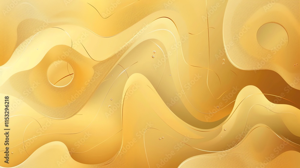 Poster an abstract background with flowing gold lines and a 3d effect.
