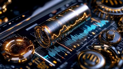 Naklejka premium Futuristic Financial Data Business Growth Charts Graphs and Analysis