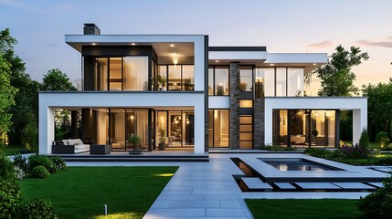 Luxurious modern home featuring innovative architecture, displayed in high-resolution imagery