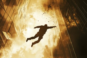 Illustration of a worker falling from a building