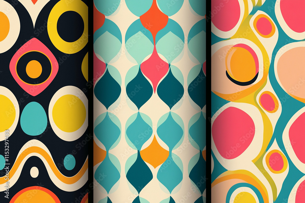 Aufkleber retro colorful vector seamless patterns