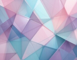 Fototapeta premium An abstract geometric pattern with overlapping translucent shapes in pastel hues of pink, teal, and lavender, creating a modern and sophisticated design.
