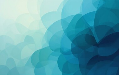 Obraz premium A layered abstract design with overlapping translucent circles and gradients in shades of blue and green, evoking a calming and harmonious atmosphere.