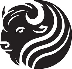 A modern bison head silhouette with smooth curves