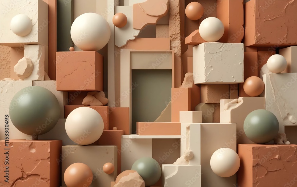 Poster 3d abstract composition layered cubes.