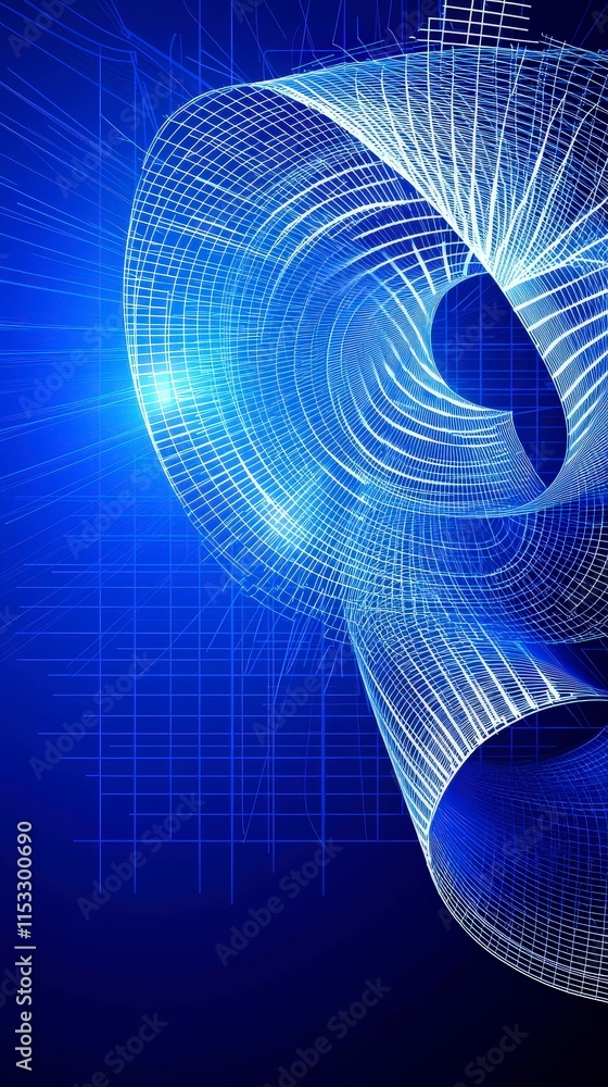 Poster abstract 3d grid design futuristic architectural blueprint