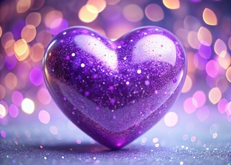 Fototapeta premium Playful Y2K Lavender Heart: 3D Glitter Panoramic Stock Photo