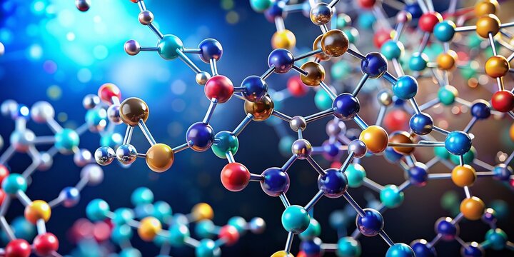 PNG Molecular Structure: 3D Render of Complex Organic Compound, Left-Aligned with Copy Space