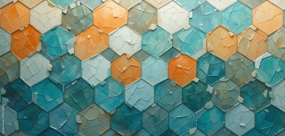 Poster abstract mosaic pattern tessellated hexagonal.