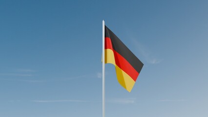 Germany flag on blue sky 3d illustration image
