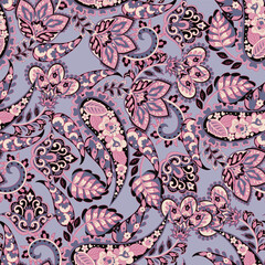 Seamless pattern traditional Asian paisley design. Vector pattern for textile design and fabrics, fashionable and delicate.