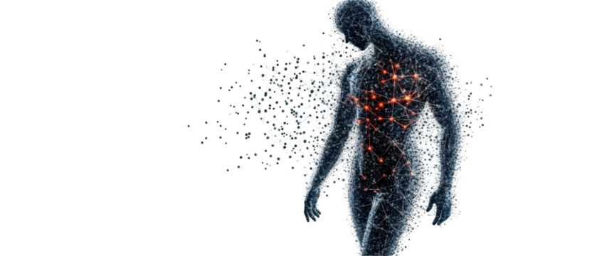Digital representation of a human form. transparent background