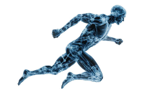 Dynamic illustration of a running figure. transparent background