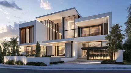 Fototapeta premium High resolution showcase of a contemporary house with cutting-edge architectural design