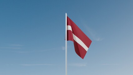Latvia flag on blue sky 3d illustration image