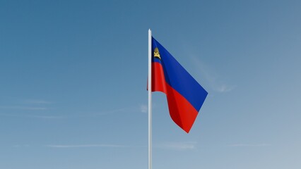 Liechtenstein flag on blue sky 3d illustration image