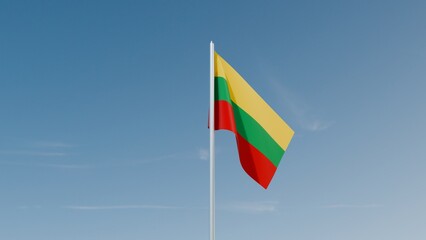 Lithuania flag on blue sky 3d illustration image