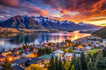 Queenstown New Zealand, Stunning Lake Wakatipu & Mountain Architecture