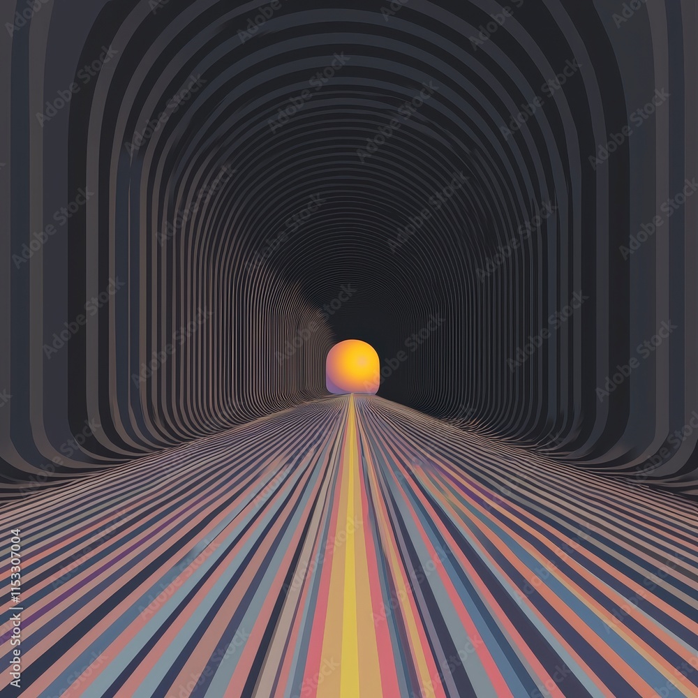 Poster abstract tunnel perspective lines path light design art graphic background colorf