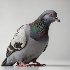 Fototapeta premium A pigeon with a detailed, lifelike texture on a white background.