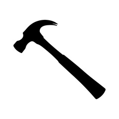 Black vector hammer silhouette illustration design on black background.