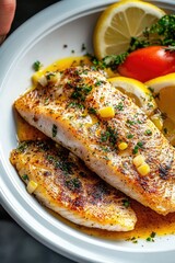 Pan-Seared Fish Fillets with Lemon, Herbs, and Butter Sauce