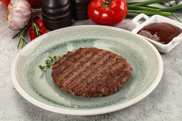 Grilled minced beef burger cutlet
