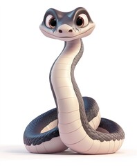 Fototapeta premium cartoon snake on a white isolated background in 3D graphics style