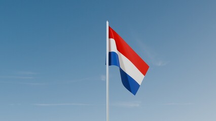 Netherlands flag on blue sky 3d illustration image