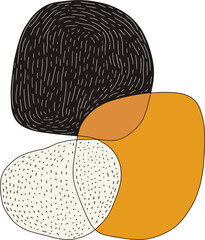 Abstract Minimalist Art with Black, Orange, and White Geometric Shapes