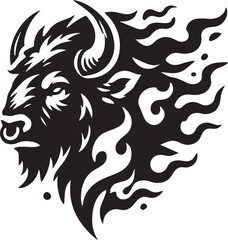 A roaring bison head silhouette © MstSumi