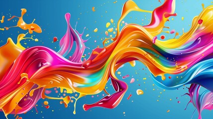 Obraz premium A vibrant digital banner with bold splashes of color and dynamic lines, isolated on a clean surface.