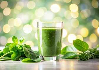 Refreshing Green Smoothie with Spinach: Healthy Detox Drink in Glass