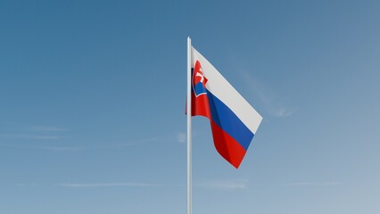 Slovakia flag on blue sky 3d illustration image