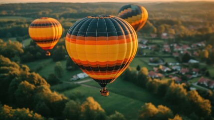 Obraz premium Sky Balloons. Kubernetes backup Mlops Flutterfire Martech saas Esg fintech Decentralized identifier Telegram channel 1440 Daily Digest Viator Dezgo Hot air orange blue floating scenic landscape s