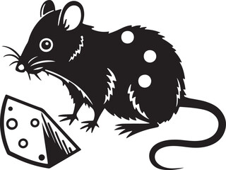Mouse with cheese silhouette vector illustration design