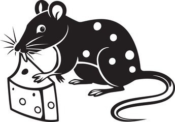 Mouse with cheese silhouette vector illustration design