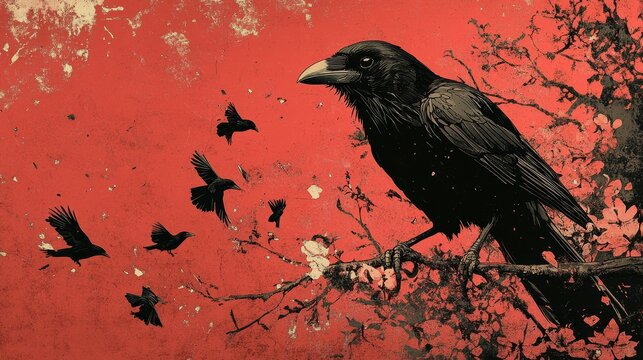 Grunge rock show poster featuring melancholic lyrics, broken glass, flowers, and crows in a dark and gritty design, perfect for a heavy rock music event with intense atmosphere.
