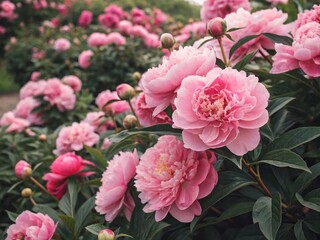 Fototapeta premium Retro Pink Peony Floral Collage Pattern for Wedding Stationery & Fashion